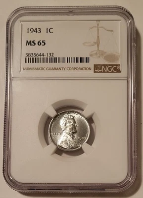 1943 Lincoln Wheat Steel Cent MS65 NGC - Image 1 of 4