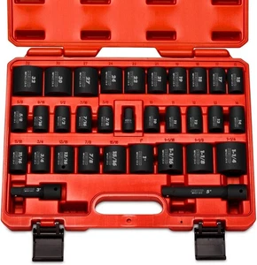 02447A 1/2" Drive Master Impact Socket Set, 32 Piece Shallow Socket Assortmen... - Picture 1 of 9