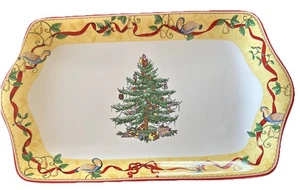 Spode Christmas Tree 2012 Annual Dessert Tray Red Ribbon Partridge Pears Trim - Picture 1 of 5