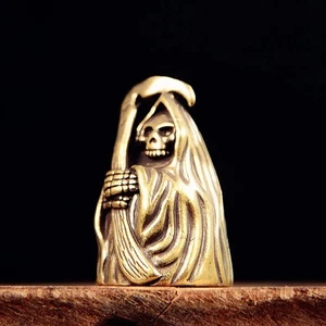 Vintage Brass Death God Bell Vintage Car Keychain Pendant Statue Ornament Decor - Picture 1 of 7