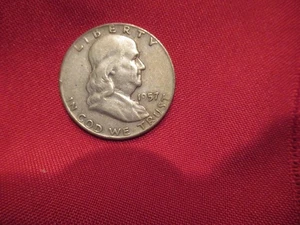 1957-D Silber Franklin Half Dollar F - sehr schön - Bild 1 von 2