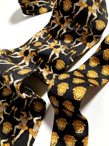 GIANNI VERSACE VINTAGE '90s DANCING HARLEQUIN TIE NAPOLI MEDUSA HEAD ITALY BLACK - Picture 1 of 18