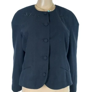Cropped Nicole Earth Blazer black 90s suit jacket embroidered jacket Vintage 80s - Foto 1 di 11