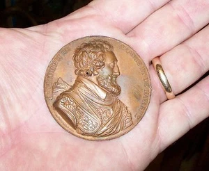 HENRY IV HENRI IIII 4 ROI DE BRONZE MEDAL KING FRANCE NAVARRE BARON DE PUYMAURIN - Picture 1 of 5