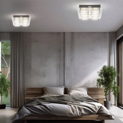 Plafoniera Lampada Sala Pranzo LED da Pavimento Cromato Vetro L 24cm 2er Set - Immagine 1 di 4