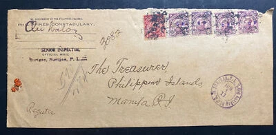 1911 Surigao Filipinas Policía Frontal Cubierta Oficial a Manila Foto 1 de 2