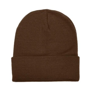 Unisex Plain Warm Knit Beanie Hat Cuff Skull Ski Cap - Picture 1 of 43
