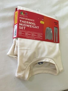 New Fruit of the Loom Performance Thermal Midweight Set Boy Girl Ivory - Picture 1 of 2