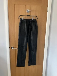 BNWT ZARA ZW COLLECTION Black Leather Jogger Size XS - Picture 1 of 10