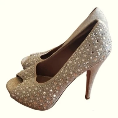 Delicacy Evening Shoes Rhinestones High Heels Stiletto Women's Size 10 - Image 1 of 4