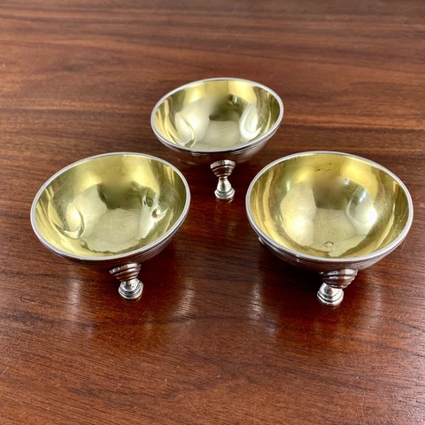 3 BALL TOMPKINS & BLACK COIN SILVER PARCEL GILT MASTER SALT CELLARS NYC 1839-51 Cover