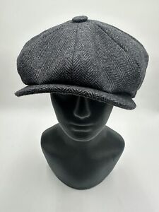 Botvela Men's 8 Panel Wool Blend Newsboy Flat Cap Herringbone Tweed Hat