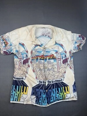 Vintage HANG TEN Mens Button-Up Hawaiian Shirt The Big Pineapple AOP USA Made - Image 1 of 4