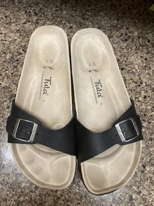 TULA by BIRKENSTOCK Leather Madrid Black Slides Sandals Shoes EU 42 / US 11 - Bild 1 von 4