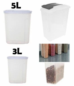 Plastic Dry Food Storage Dispenser Box 3,5, 25Litre Pets Cereal Pasta Container - Picture 1 of 6
