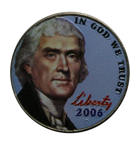 2006 Jefferson Nickel  -  Colorized / Painted Both Sides Cover