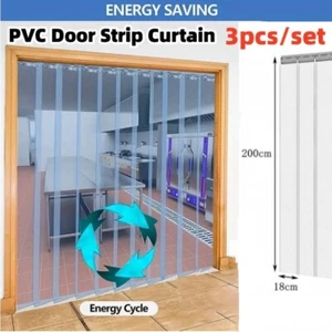 3PCS PVC Door Strip Curtain Windproof Transparent Hanging Strip 200*18cm/pcs - Picture 1 of 19