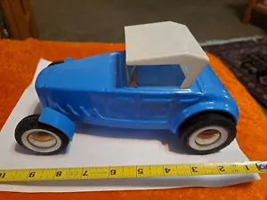 Vintage Buddy L Roadster Blue Whitewall Tire Pressed Metal Car 10" Long Rat Rod - Picture 1 of 12