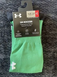 NEW Under Armour Over the Calf UA Soccer Socks Kelly Green Socks Youth 13.5-4.5 - Picture 1 of 4
