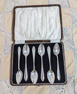 Antike Art Deco Kaffeelöffel versilbert verpackt Top Zustand - Bild 1 von 6