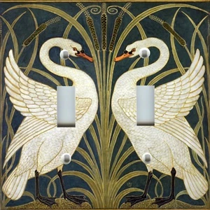  WALL PLATE ART NOUVEAU SWANS SWAN Light Switch Plate Cover VINTAGE HOME DECOR - Picture 1 of 27