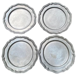 Crown Castle Lot of 4 Pewter Dinner Plates 10" inch Vintage Made in USA - Picture 1 of 9