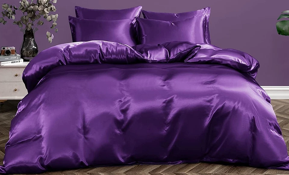See All Pictures- 10-Pcs. Satin King/Queen Comforter Cover Set – Purple & Gold - Image 1 of 4