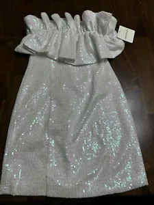 Charmed Hearts weiß schillernd Pailletten trägerlos kurz festliches Kleid Größe XS neu mit Etikett - Bild 1 von 3