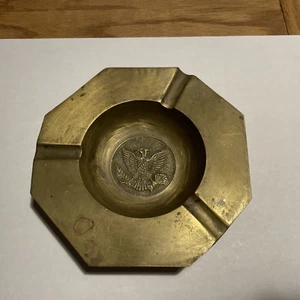 Vintage Unpolished Brass Ash Tray American Eagle 5" - Picture 1 of 5