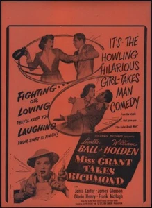 LUCILLE BALL Poster Kino Broadside Vintage Original 1949 Bill Holden - Bild 1 von 1