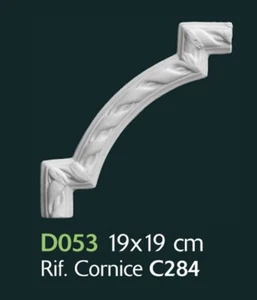 Decoro in gesso per pareti e soffitti 19x19cm - D053 - 4 Pezzi - Ornamento Gesso - Foto 1 di 1