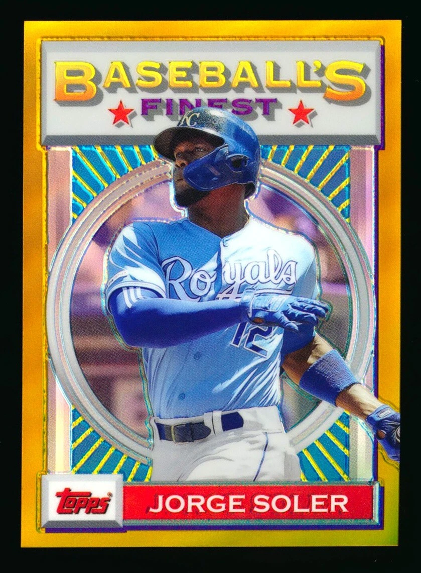 2020 TOPPS FINEST FLASHBACKS JORGE SOLER 1993 GOLD REFRACTOR ROYALS SP #19/50!