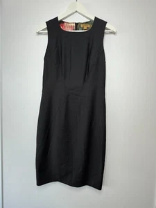 Ted Baker Wool Knee Length Shift Dress Womens 2 Au 10 Us 6 Black Sleeveless Work - Picture 1 of 6