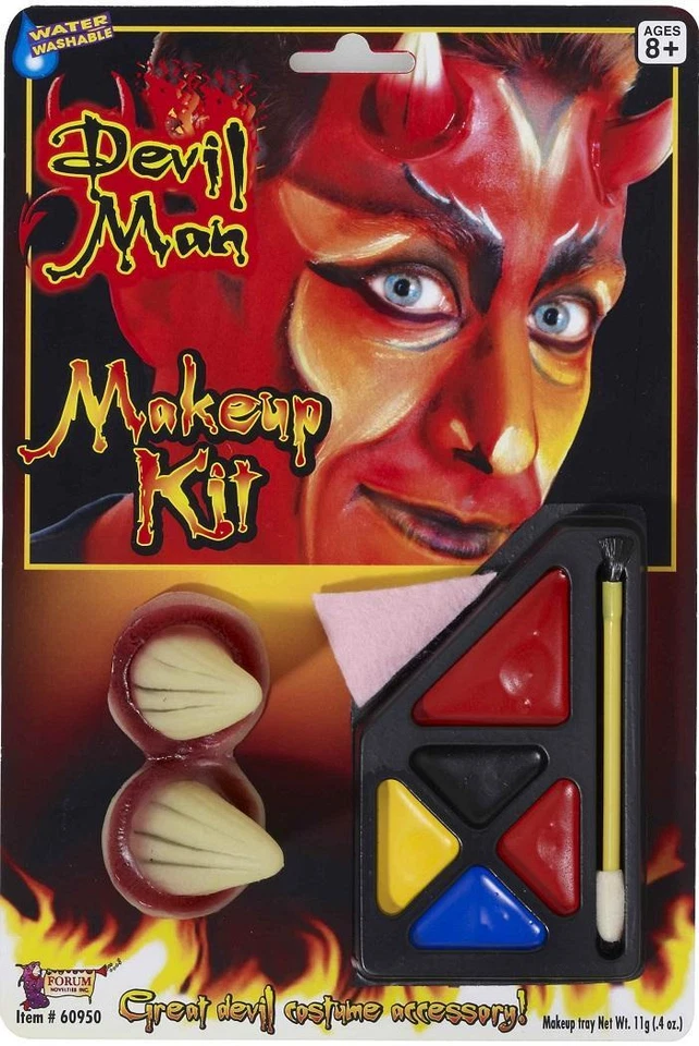 Devil Man Makeup Kit Demon Satan Fancy Dress Up Halloween Costume Accessory - Image 1 of 1