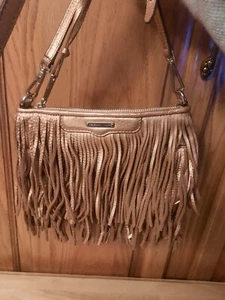 Rebecca Minkoff Finn Cross body ,Clutch  Copper Metallic Fringe  Silver Leather - Picture 1 of 19