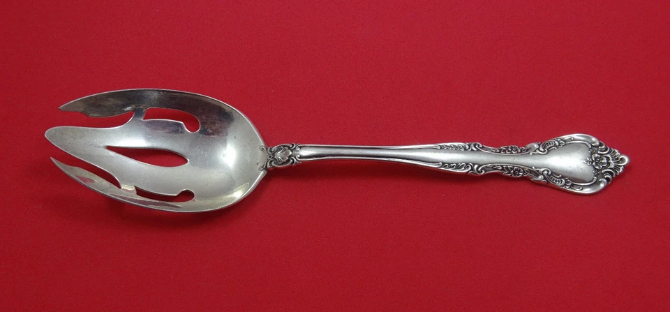 Cuchara para servir Feliciana de Wallace de plata de ley perforada original 8 1/2" Foto 1 de 1