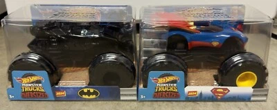 2 Hot Wheels Monster Trucks Oversized Batman Batmobile &  Supergirl Mobil 1/24 - Image 1 of 4