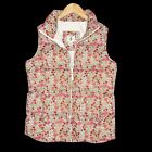 LAND'S END Floral Puffer Vest 80% Down 20% Feathers Youth Girl's Size M 10-12