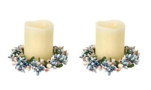 Juego de 2 anillos de vela pip berry marfil azul marfil océano playa pilar - Imagen 1 de 1