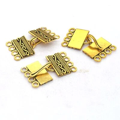 5 SETS MULTI STRAND TOGGLE CLASP 4 STRAND ANTIQUE GOLD PLATED - Image 1 of 4