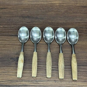 Dansk Designs Fjord Spoon Oval Place Soup Germany Wood Handle Stainless - Picture 1 of 14