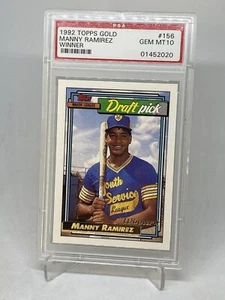 1992 Topps Gold Winner #156 Manny Ramirez RC ROOKIE PSA 10 GEM MT - Foto 1 di 6