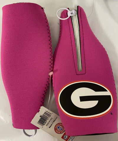 Georgia Bulldogs Pink Zip - Up Bottle Koozie ( set of two )  C Cover