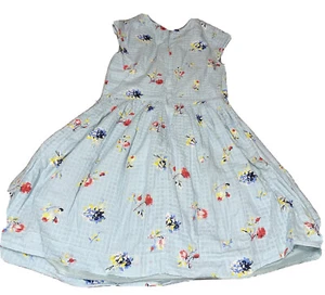 gap kids xl blue dress with flowers 100% Cotton Lined Summer Cap Sleeves - Picture 1 of 9