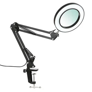 Tomshine Flexible Clamp-on Table  with 8x Magnifier Swing Arm Dimmable H1L4 - Picture 1 of 12