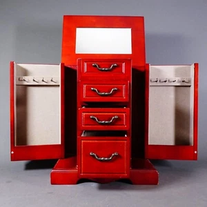 Croft and Barrow Cherry Wood Jewelry Box 4 drawer & Fold Out Side Panels - Picture 1 of 12