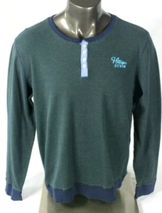 Tommy Hilfiger Denim Men's Long Sleeve Cotton Henley Shirt Sz XXL Micro Stripe - Picture 1 of 9