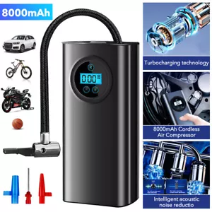 8000mAh Digital Car Tyre Inflator Pump 12V Mini Portable Auto Air Compressor AUS - Picture 1 of 13