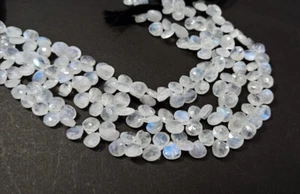 8" Strand Natural White Rainbow 7-8mm Heart Shape Faceted Loose Gemstone Beads - Picture 1 of 6