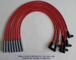 SMALL Block MOPAR 273-318-340-360 RED HEI 8mm ULTA LOW OHM Spark Plug Wires USA - Picture 1 of 1